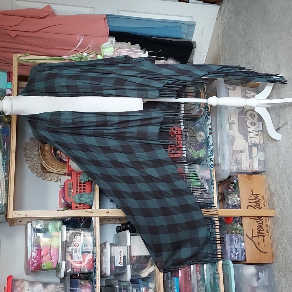 EUC HARLEY DAVIDSON plaid Open Front fringed Button Sleeves Cardigan 2x